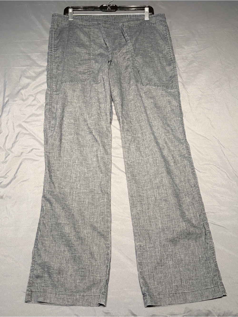 Prana Chambray Pull on Pants Women’s Size Medium Dark Gray Tie Waist